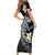 Aloha Hammerhead Shark Family Matching Short Sleeve Bodycon Dress and Hawaiian Shirt Black Hawaiian Kakau Tribal Tattoo