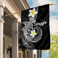 Aloha Hammerhead Shark Garden Flag Black Hawaiian Kakau Tribal Tattoo LT9 House Flag Black - Polynesian Pride