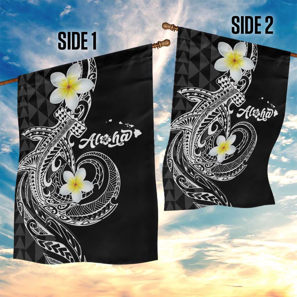 Aloha Hammerhead Shark Garden Flag Black Hawaiian Kakau Tribal Tattoo LT9 - Polynesian Pride