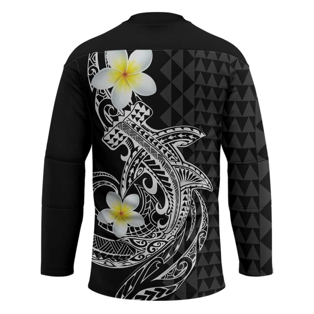 Aloha Hammerhead Shark Hockey Jersey Black Hawaiian Kakau Tribal Tattoo - Polynesian Pride