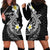 Aloha Hammerhead Shark Hoodie Dress Black Hawaiian Kakau Tribal Tattoo