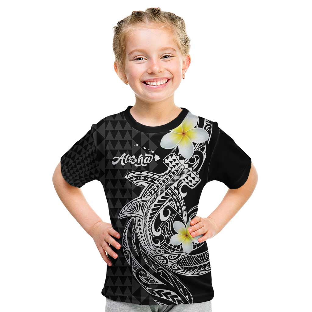 Aloha Hammerhead Shark Kid T Shirt Black Hawaiian Kakau Tribal Tattoo LT9 Black - Polynesian Pride