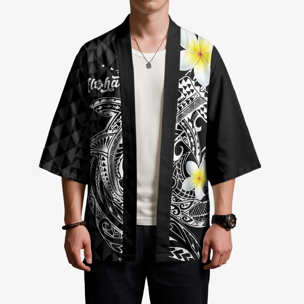 Aloha Hammerhead Shark Kimono Black Hawaiian Kakau Tribal Tattoo - Polynesian Pride