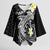 Aloha Hammerhead Shark Kimono Sleeve Blouse Black Hawaiian Kakau Tribal Tattoo - Polynesian Pride