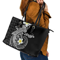 Aloha Hammerhead Shark Leather Tote Bag Black Hawaiian Kakau Tribal Tattoo LT9 - Polynesian Pride