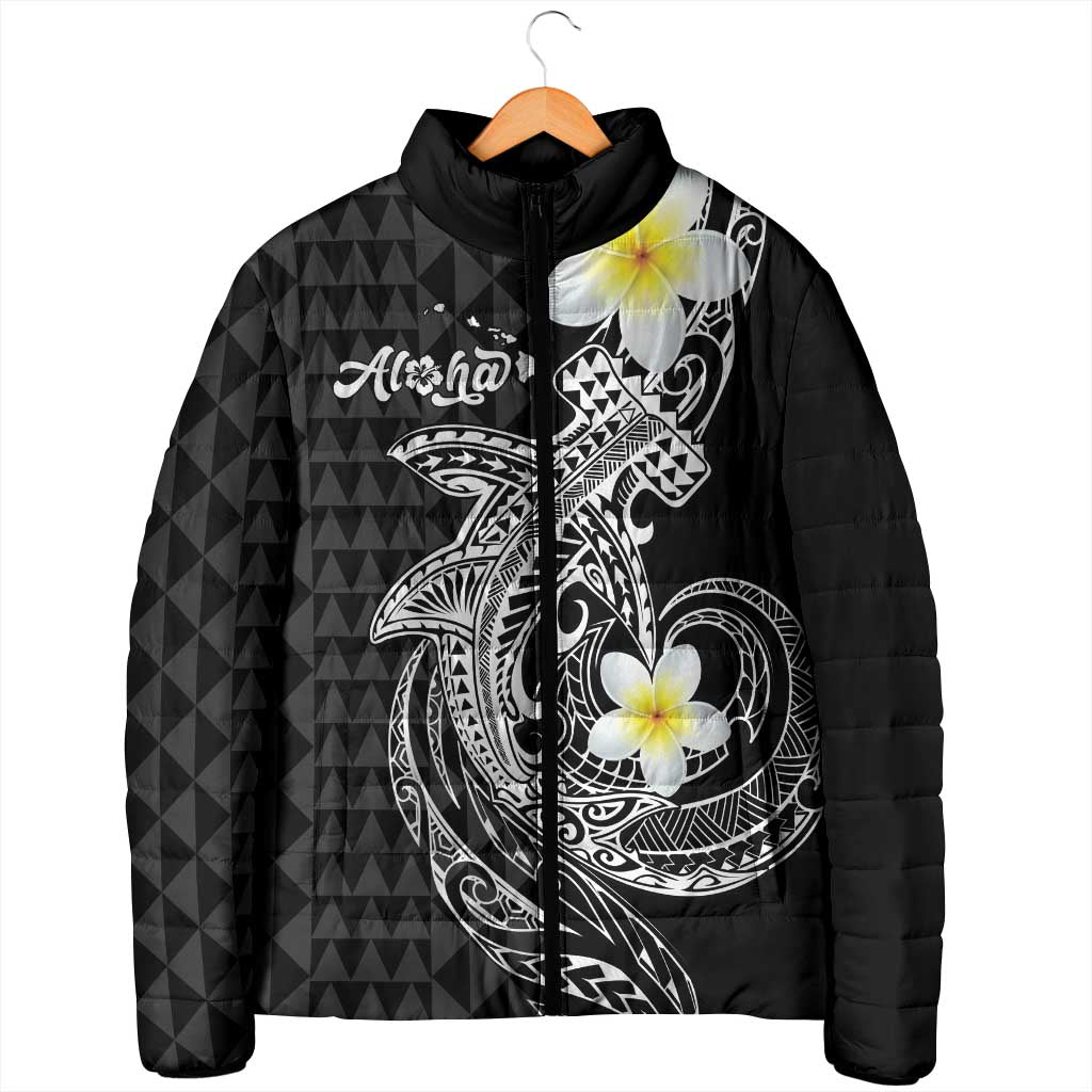 Aloha Hammerhead Shark Padded Jacket Black Hawaiian Kakau Tribal Tattoo - Polynesian Pride