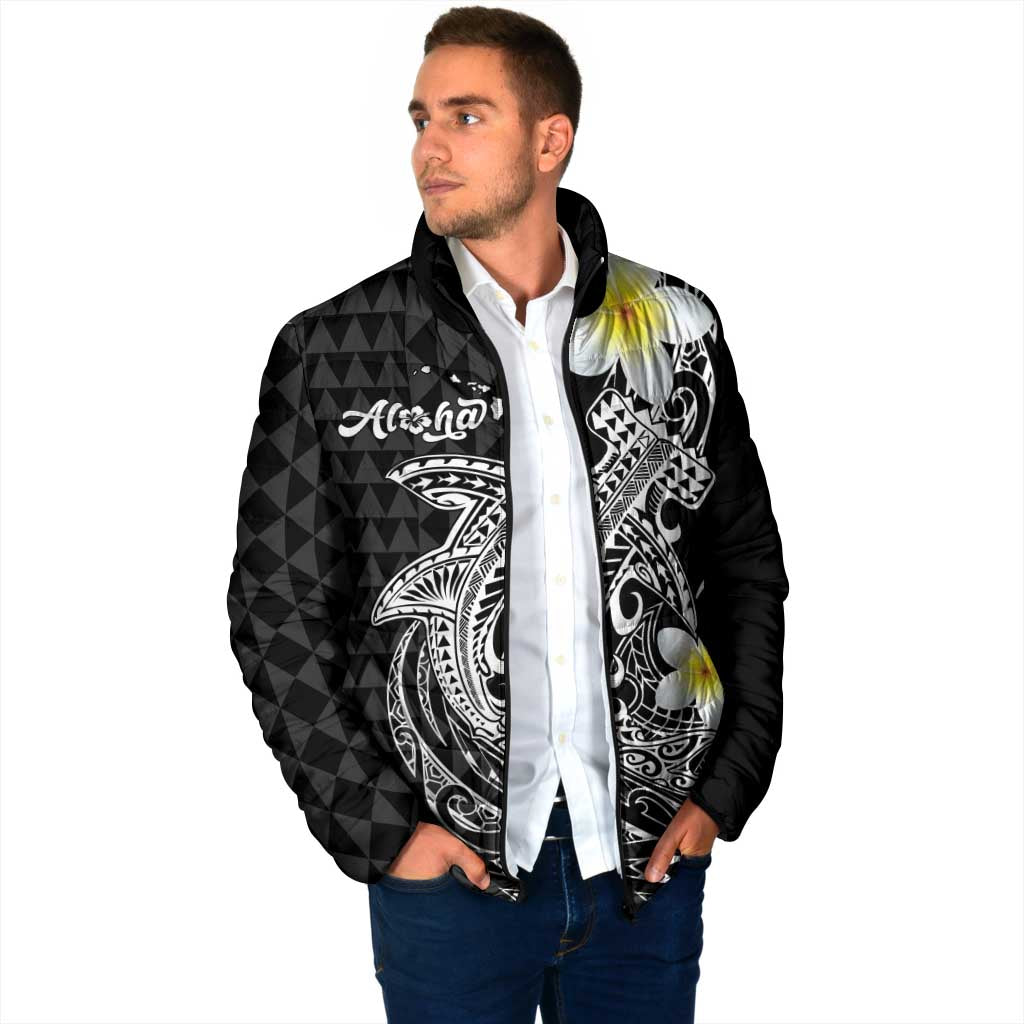 Aloha Hammerhead Shark Padded Jacket Black Hawaiian Kakau Tribal Tattoo - Polynesian Pride