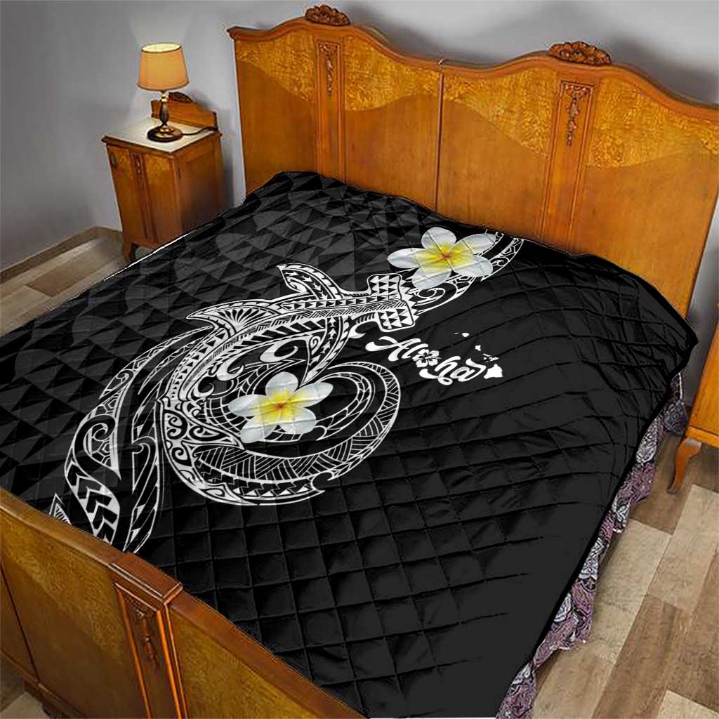 Aloha Hammerhead Shark Quilt Black Hawaiian Kakau Tribal Tattoo