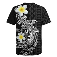 Aloha Hammerhead Shark Rugby Jersey Black Hawaiian Kakau Tribal Tattoo