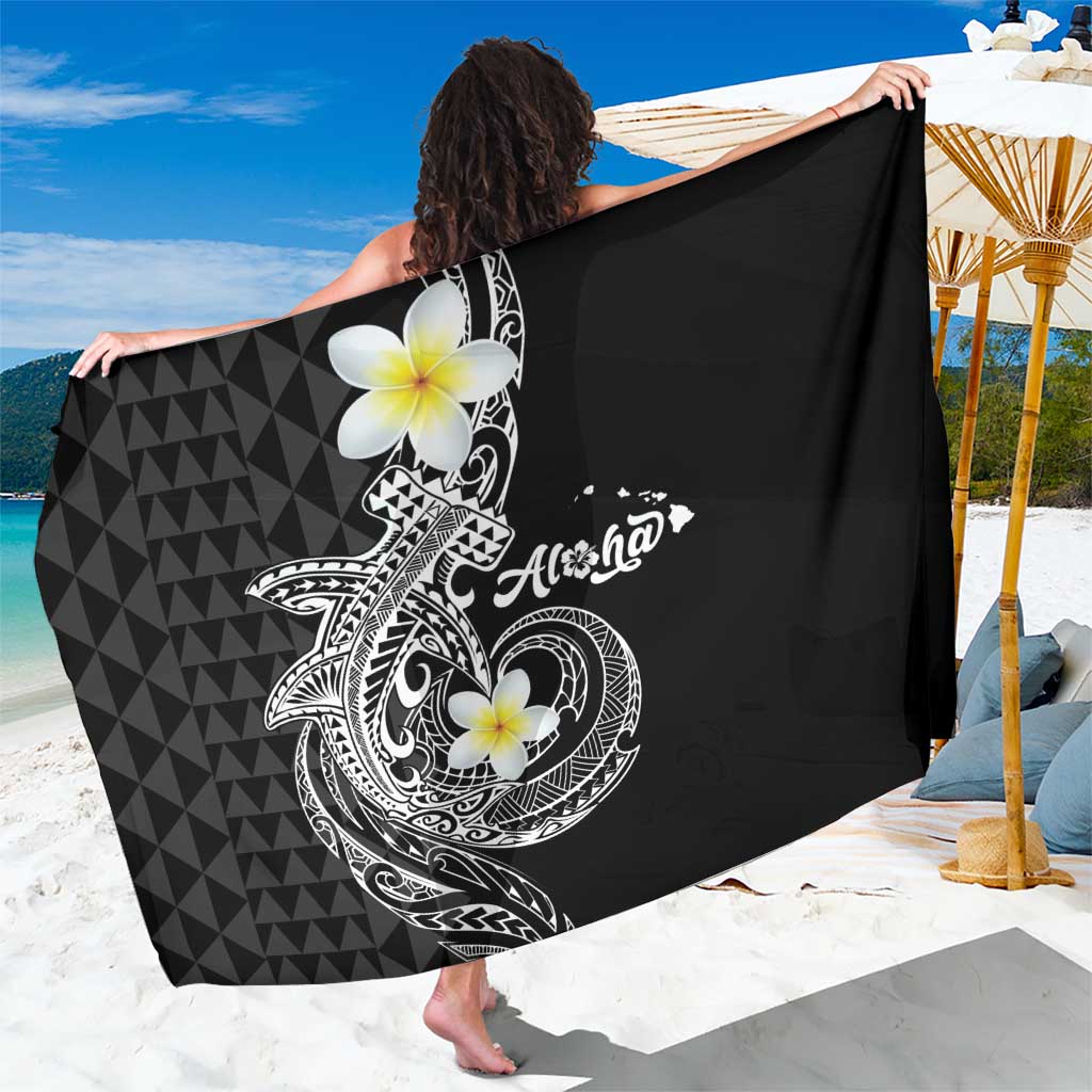 Aloha Hammerhead Shark Sarong Black Hawaiian Kakau Tribal Tattoo LT9 One Size 44 x 66 inches Black - Polynesian Pride