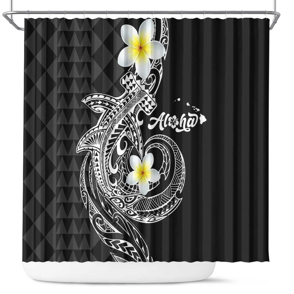Aloha Hammerhead Shark Shower Curtain Black Hawaiian Kakau Tribal Tattoo LT9 Black - Polynesian Pride