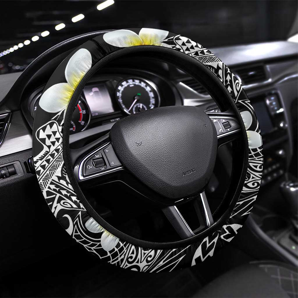 Aloha Hammerhead Shark Steering Wheel Cover Black Hawaiian Kakau Tribal Tattoo