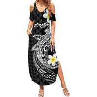 Aloha Hammerhead Shark Summer Maxi Dress Black Hawaiian Kakau Tribal Tattoo