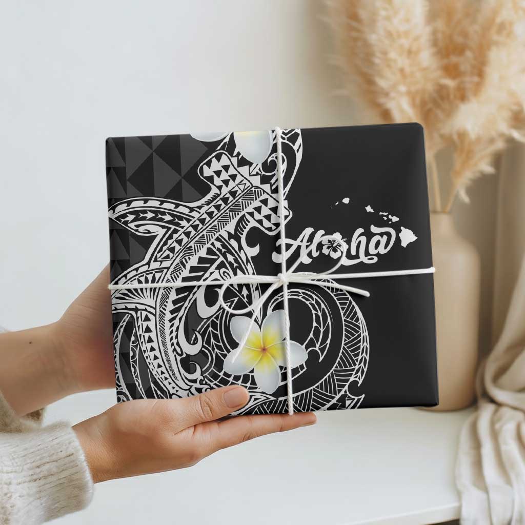 Aloha Hammerhead Shark Wrapping Paper Black Hawaiian Kakau Tribal Tattoo - Polynesian Pride