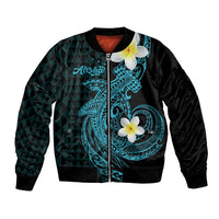 Aloha Hammerhead Shark Bomber Jacket Calypso Hawaiian Kakau Tribal Tattoo LT9 Unisex Blue - Polynesian Pride