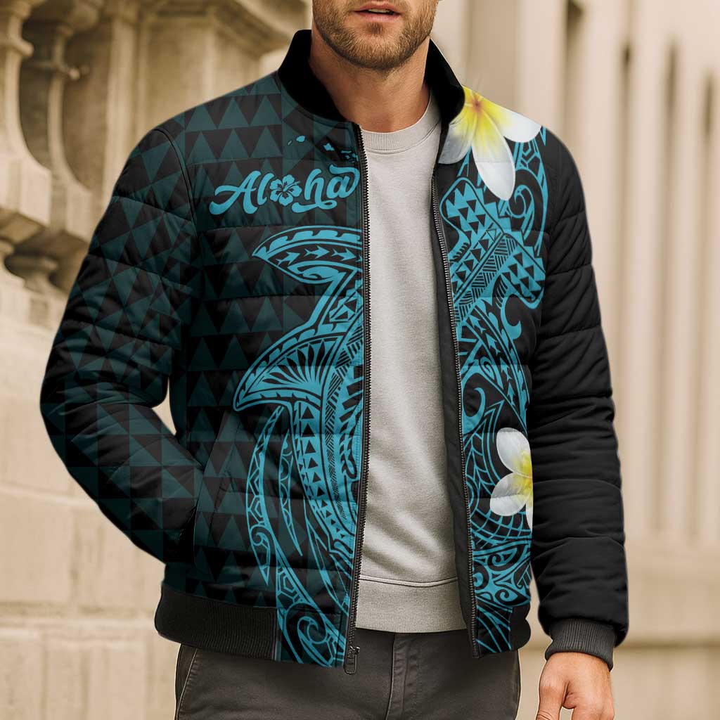 Aloha Hammerhead Shark Bomber Puffer Jacket Calypso Hawaiian Kakau Tribal Tattoo - Polynesian Pride
