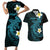 Aloha Hammerhead Shark Couples Matching Short Sleeve Bodycon Dress and Hawaiian Shirt Calypso Hawaiian Kakau Tribal Tattoo