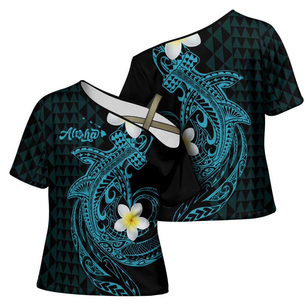 Aloha Hammerhead Shark Cross Shoulder Shirt Calypso Hawaiian Kakau Tribal Tattoo - Polynesian Pride