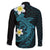 Aloha Hammerhead Shark Family Matching Off The Shoulder Long Sleeve Dress and Hawaiian Shirt Calypso Hawaiian Kakau Tribal Tattoo