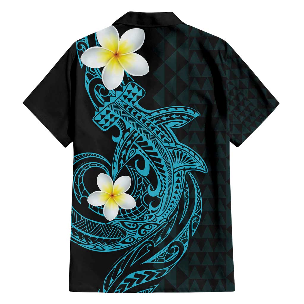 Aloha Hammerhead Shark Family Matching Puletasi and Hawaiian Shirt Calypso Hawaiian Kakau Tribal Tattoo