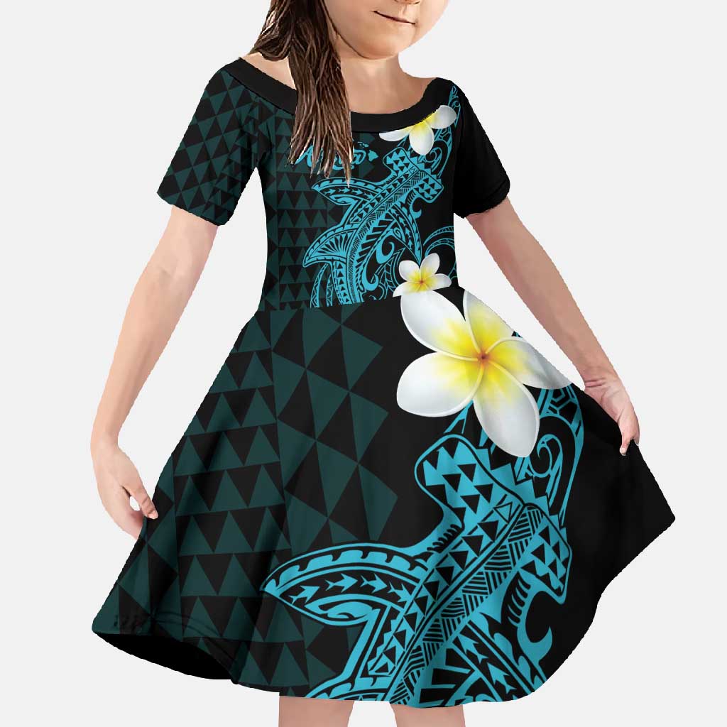 Aloha Hammerhead Shark Family Matching Summer Maxi Dress and Hawaiian Shirt Calypso Hawaiian Kakau Tribal Tattoo