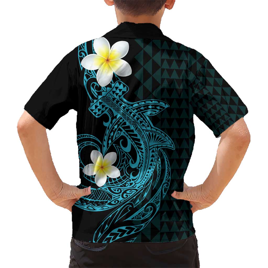 Aloha Hammerhead Shark Kid Hawaiian Shirt Calypso Hawaiian Kakau Tribal Tattoo
