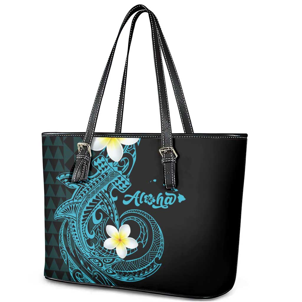 Aloha Hammerhead Shark Leather Tote Bag Calypso Hawaiian Kakau Tribal Tattoo