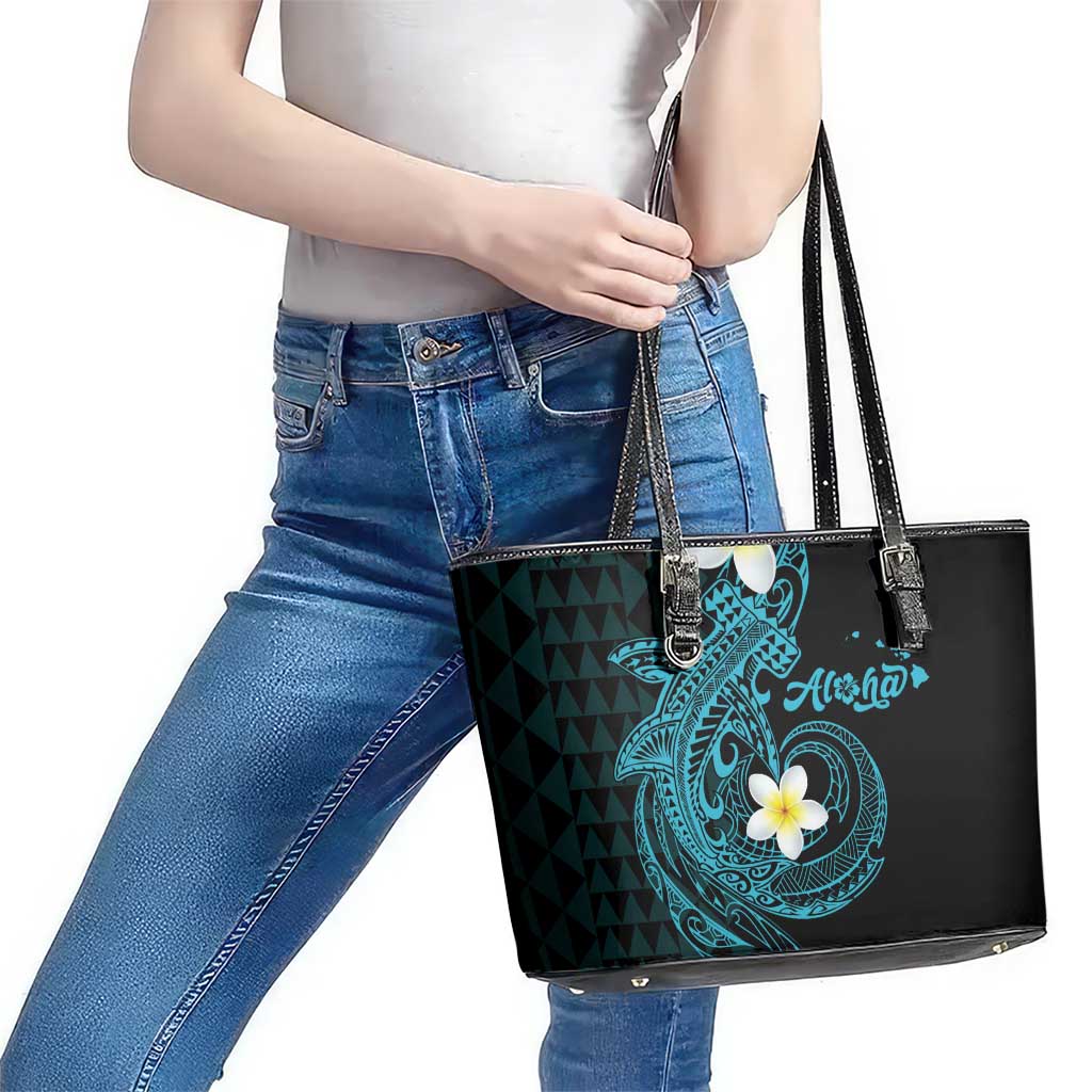 Aloha Hammerhead Shark Leather Tote Bag Calypso Hawaiian Kakau Tribal Tattoo