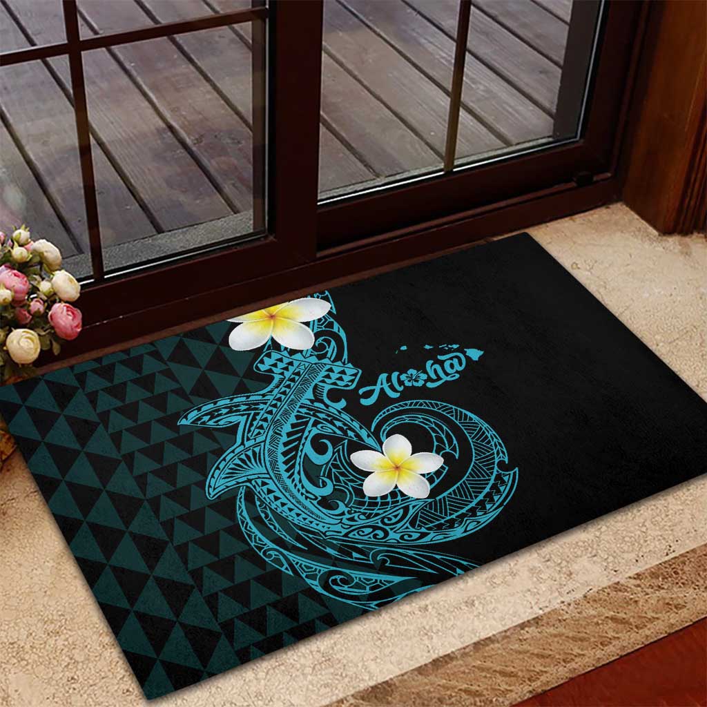 Aloha Hammerhead Shark Rubber Doormat Calypso Hawaiian Kakau Tribal Tattoo