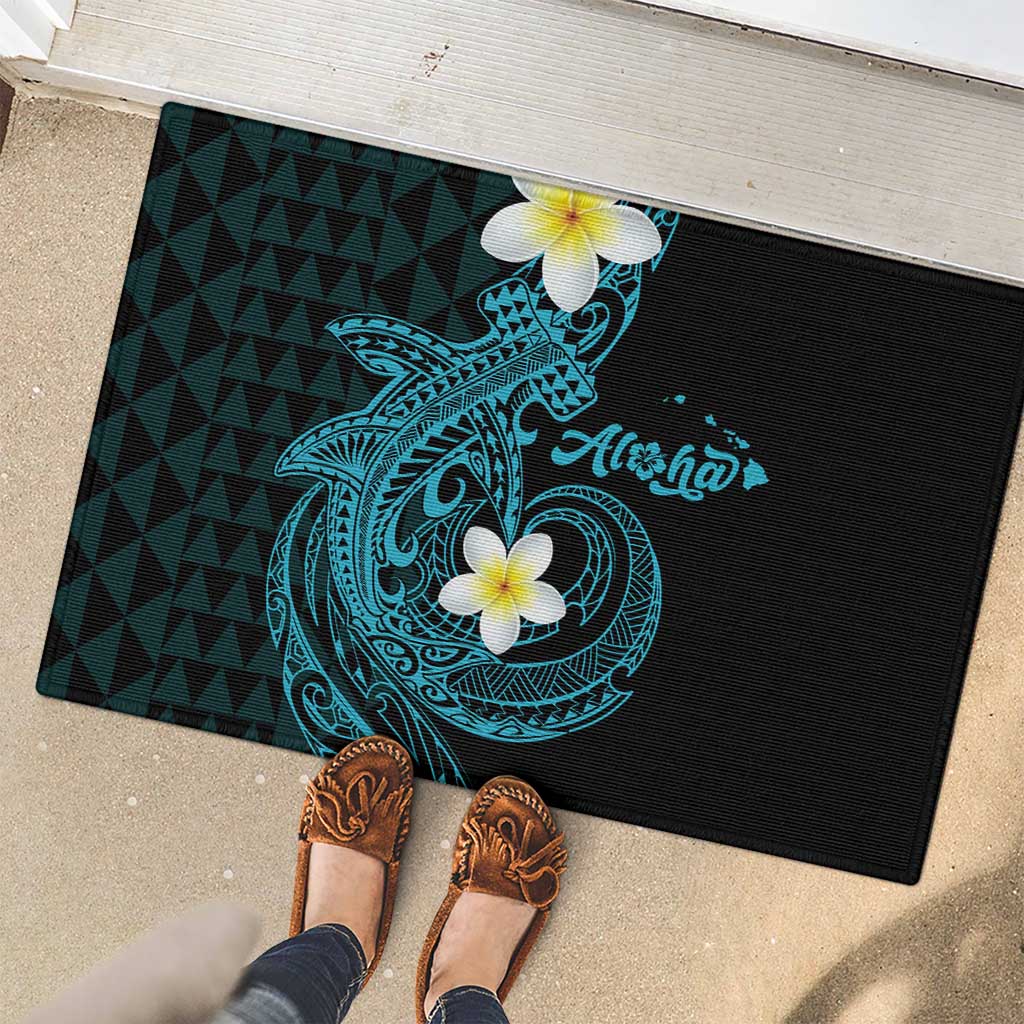 Aloha Hammerhead Shark Rubber Doormat Calypso Hawaiian Kakau Tribal Tattoo