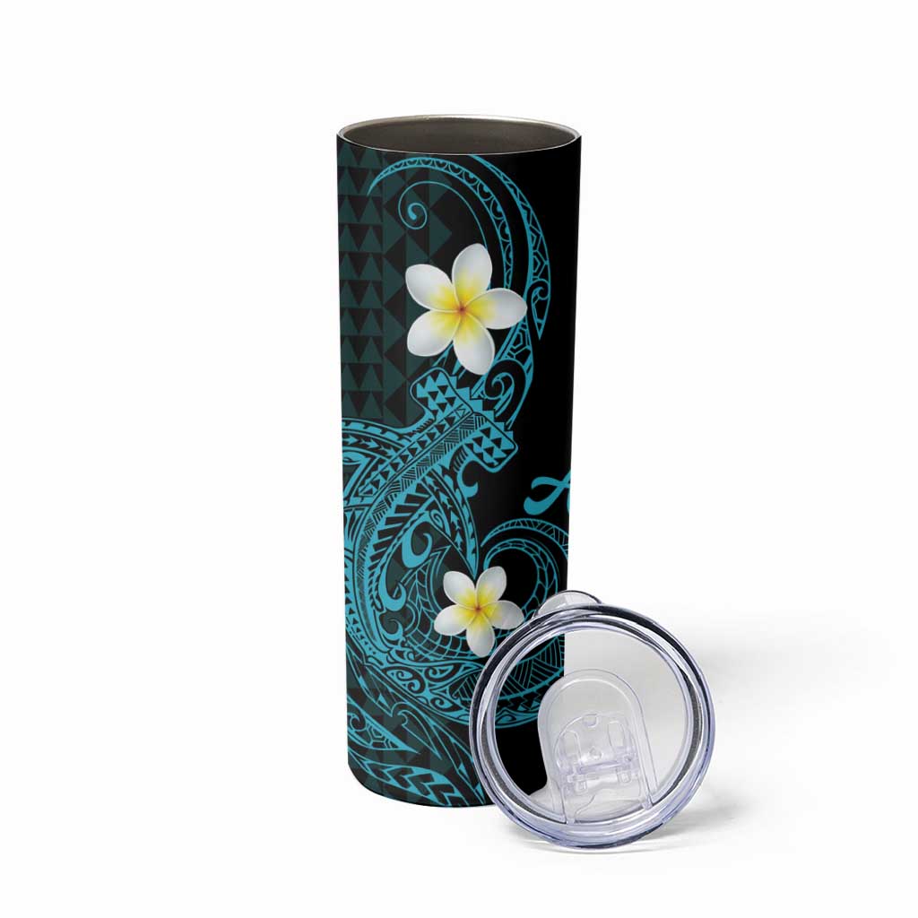 Aloha Hammerhead Shark Skinny Tumbler Calypso Hawaiian Kakau Tribal Tattoo