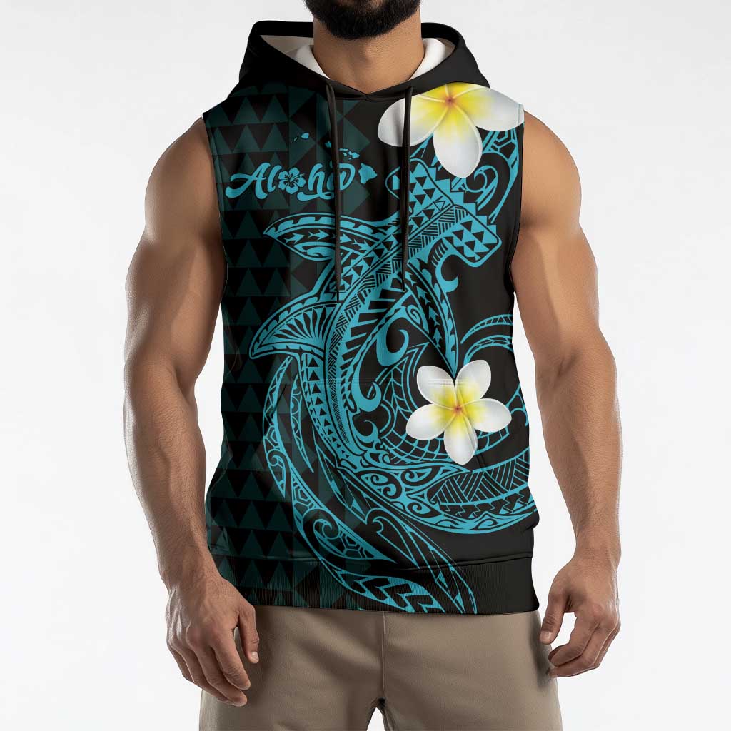 Aloha Hammerhead Shark Sleeveless Hoodie Calypso Hawaiian Kakau Tribal Tattoo - Polynesian Pride