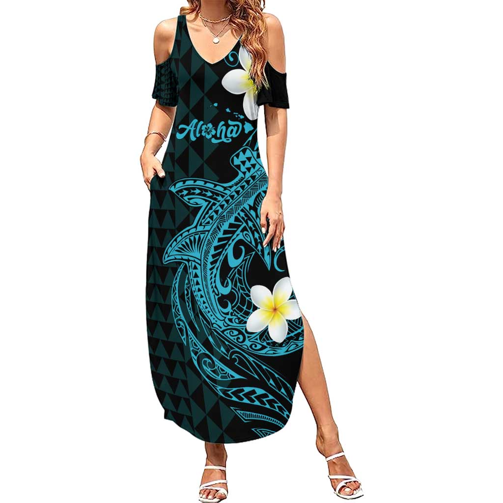Aloha Hammerhead Shark Summer Maxi Dress Calypso Hawaiian Kakau Tribal Tattoo
