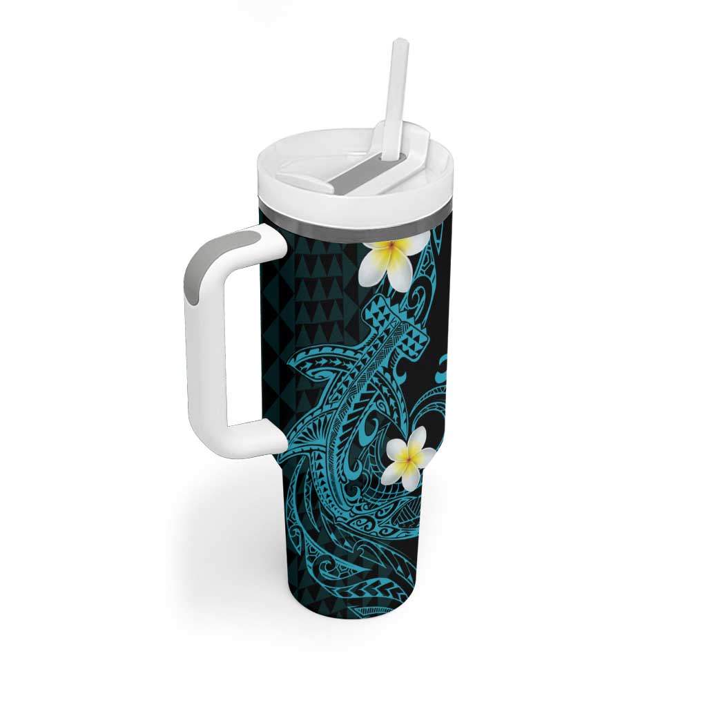 Aloha Hammerhead Shark Tumbler With Handle Calypso Hawaiian Kakau Tribal Tattoo