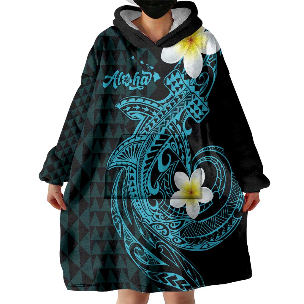 Aloha Hammerhead Shark Wearable Blanket Hoodie Calypso Hawaiian Kakau Tribal Tattoo