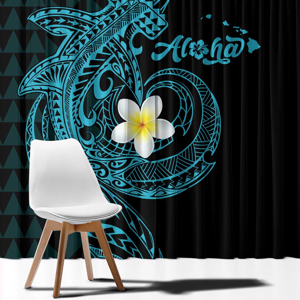 Aloha Hammerhead Shark Window Curtain Calypso Hawaiian Kakau Tribal Tattoo