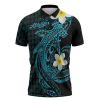 Aloha Hammerhead Shark Zipper Polo Shirt Calypso Hawaiian Kakau Tribal Tattoo - Polynesian Pride