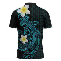 Aloha Hammerhead Shark Zipper Polo Shirt Calypso Hawaiian Kakau Tribal Tattoo - Polynesian Pride