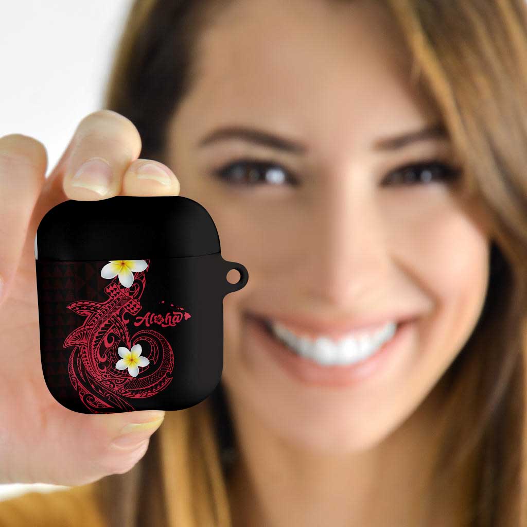 Aloha Hammerhead Shark AirPods Case Feverish Pink Hawaiian Kakau Tribal Tattoo - Polynesian Pride