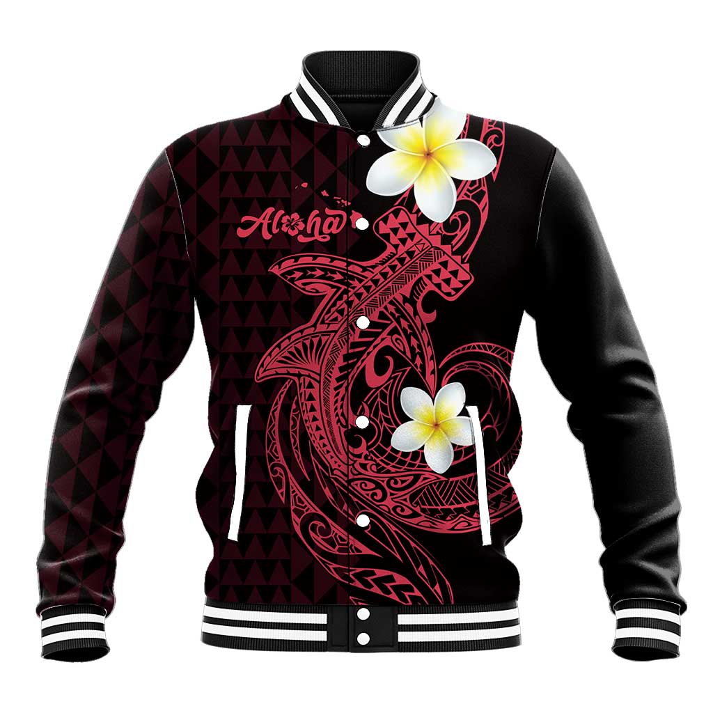Aloha Hammerhead Shark Baseball Jacket Feverish Pink Hawaiian Kakau Tribal Tattoo LT9 Unisex Pink - Polynesian Pride