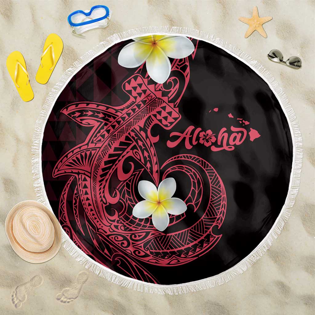 Aloha Hammerhead Shark Beach Blanket Feverish Pink Hawaiian Kakau Tribal Tattoo LT9 One Size 150cm Pink - Polynesian Pride