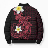 Aloha Hammerhead Shark Bomber Puffer Jacket Feverish Pink Hawaiian Kakau Tribal Tattoo - Polynesian Pride