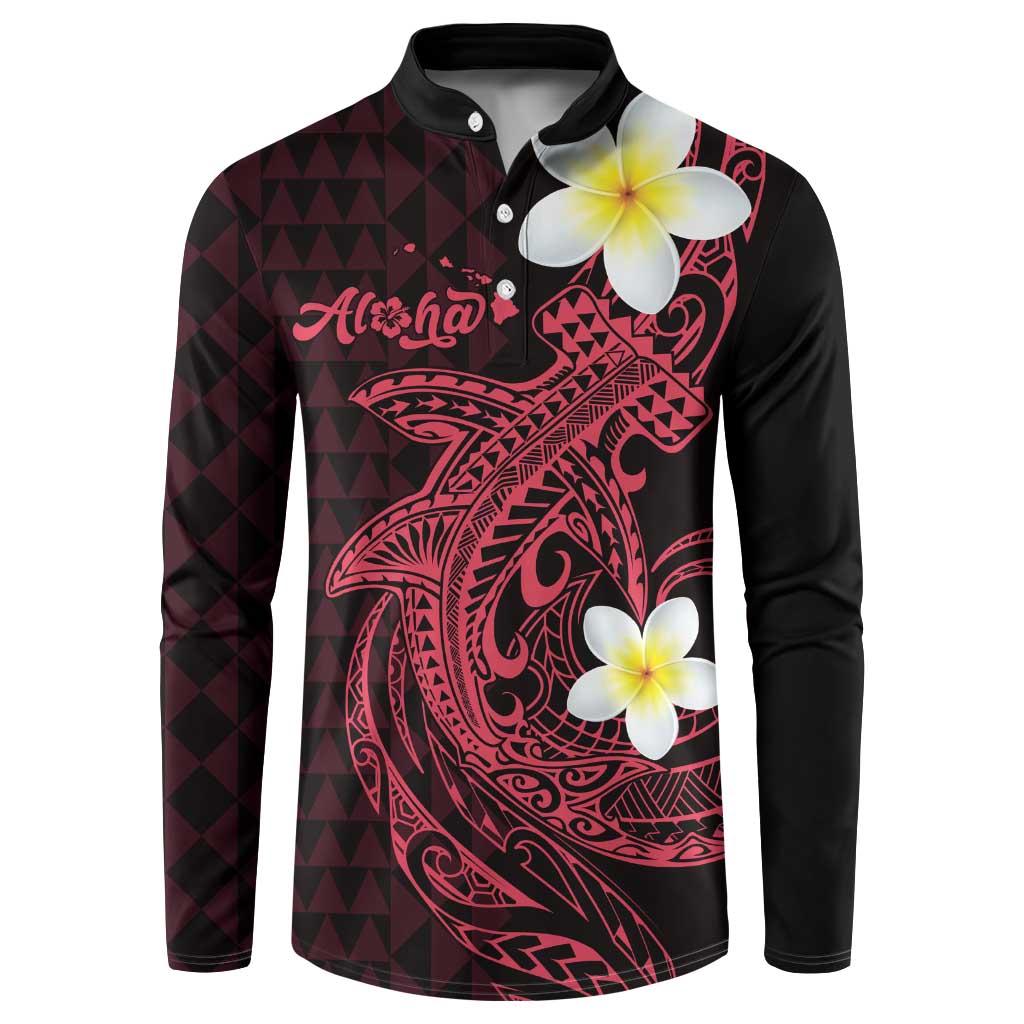 Aloha Hammerhead Shark Button Sweatshirt Feverish Pink Hawaiian Kakau Tribal Tattoo LT9 Pink - Polynesian Pride