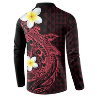 Aloha Hammerhead Shark Button Sweatshirt Feverish Pink Hawaiian Kakau Tribal Tattoo