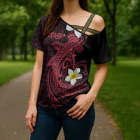 Aloha Hammerhead Shark Cross Shoulder Shirt Feverish Pink Hawaiian Kakau Tribal Tattoo - Polynesian Pride