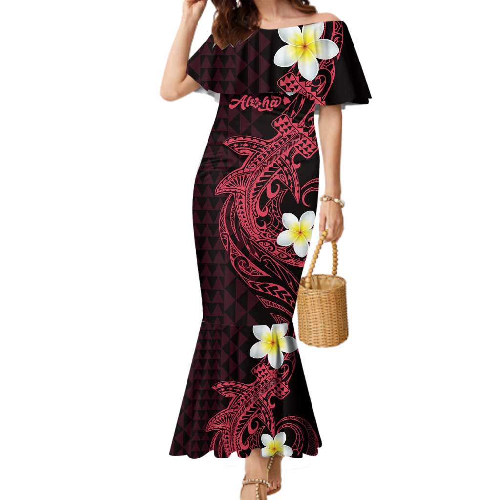 Aloha Hammerhead Shark Family Matching Mermaid Dress and Hawaiian Shirt Feverish Pink Hawaiian Kakau Tribal Tattoo