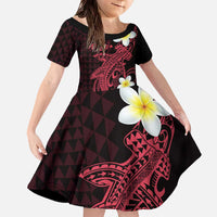 Aloha Hammerhead Shark Family Matching Off The Shoulder Long Sleeve Dress and Hawaiian Shirt Feverish Pink Hawaiian Kakau Tribal Tattoo