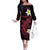 Aloha Hammerhead Shark Family Matching Off The Shoulder Long Sleeve Dress and Hawaiian Shirt Feverish Pink Hawaiian Kakau Tribal Tattoo