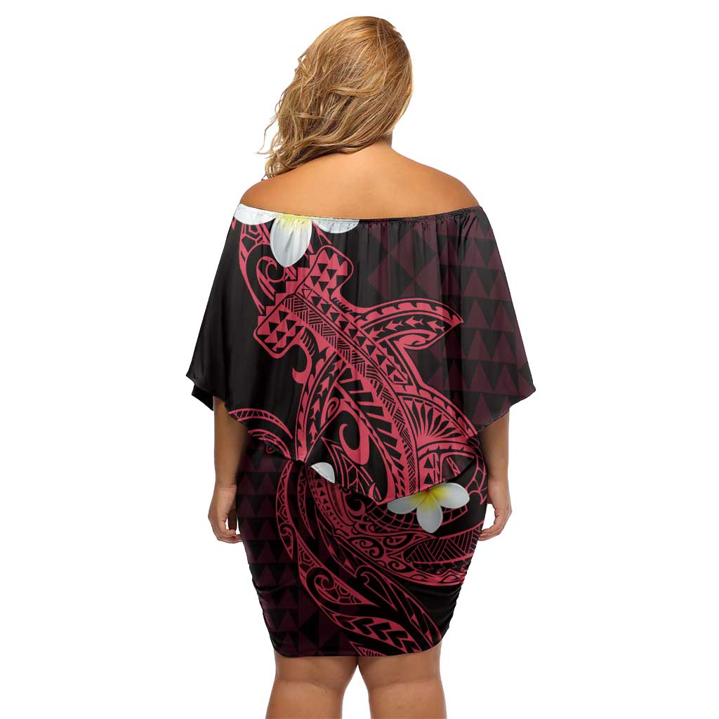 Aloha Hammerhead Shark Family Matching Off Shoulder Short Dress and Hawaiian Shirt Feverish Pink Hawaiian Kakau Tribal Tattoo