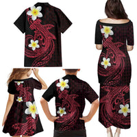 Aloha Hammerhead Shark Family Matching Puletasi and Hawaiian Shirt Feverish Pink Hawaiian Kakau Tribal Tattoo